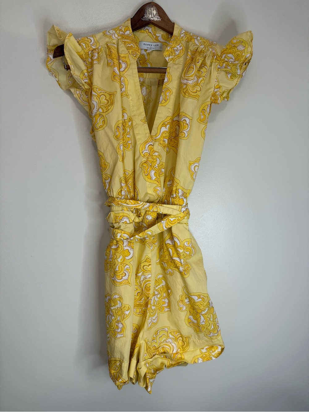 Derek Lam Yellow Paisley Wrap cotton Romper in size 42 (US 6)